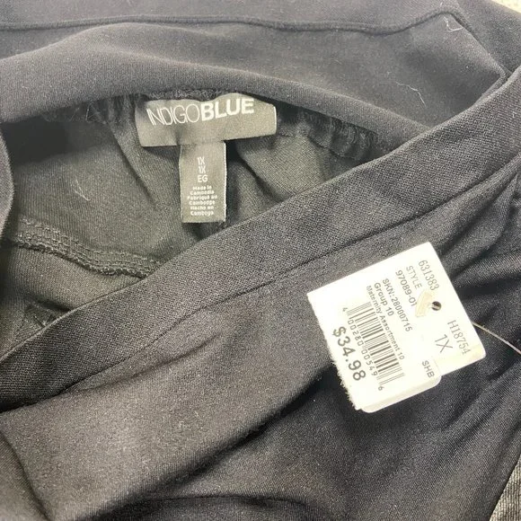 Motherhood Plus Size Indigo Blue Coated Skinny Leg Ankle Pant Black 1X - Picture 11 of 13